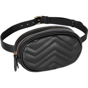 Black Fanny Packs,Leather Waist Bags for Women,Waterproof Belt Bag,Crossbody Bag